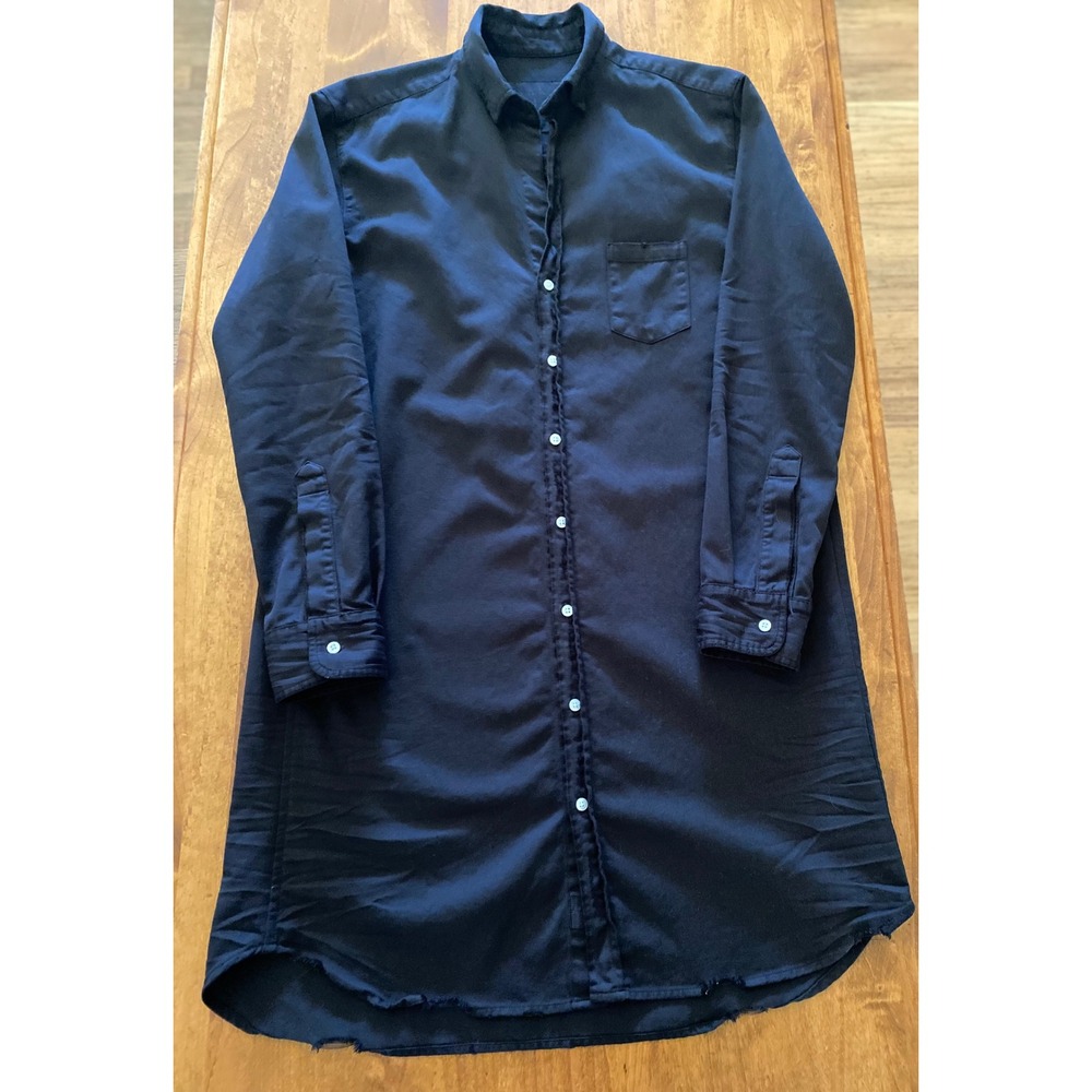 Frank & Eileen MARY Classic Shirtdress Black Famous Denim Button Distressed M - Picture 2 of 10